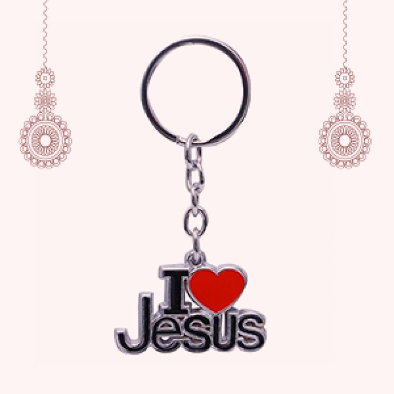 I Love Jesus Keychain | Christian Key Chain | Catholic Gift, Metal, 1 Piece