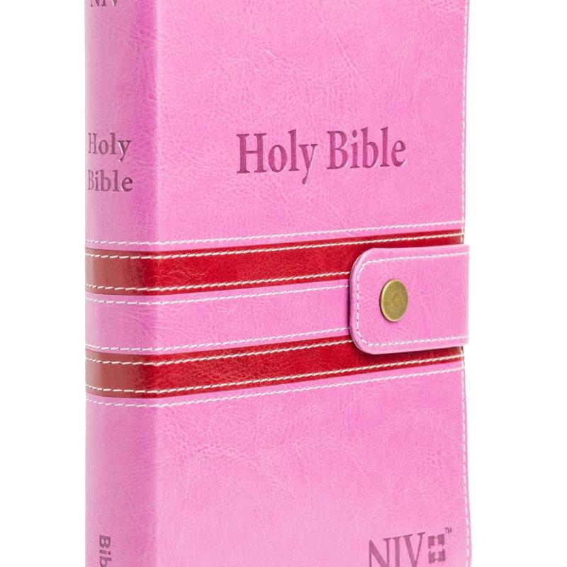 Niv Compact Bible, Pu Leather, Thumb Index Gilt Edges Pink/Red, Compact, Readable and Stylish Edition, Word of Christ in Red